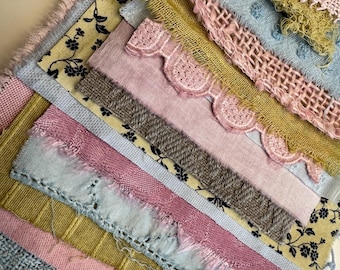 Eco Dyed Vintage Linens Mix #15 Mixed Media Ephemera
