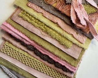 Eco Dyed Vintage Linens Mix #18 Mixed Media Ephemera