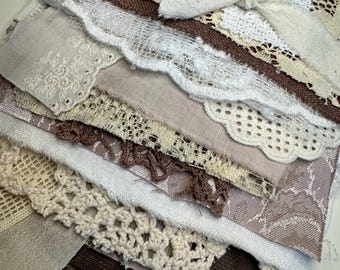 Almost all Natural Mix Fabric Bundle #C29 Mixed Media Ephemera