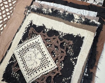 Almost all Natural Mix Fabric Bundle #C28 Mixed Media Ephemera