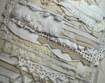 Fabric Bundle All Natural Laces #19 Massive bundle great for hand dying, eco dying