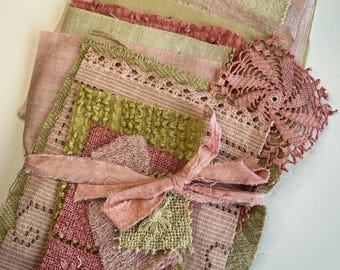 Eco Dyed Vintage Linen Mix #20 Mixed Media Ephemera