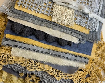Eco Dyed Vintage Linens Mix #12 Mixed Media Ephemera