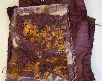 Rust Bundle #1 Purple vintage linen ephemera mixed media. Surprise bundle of 10 pieces