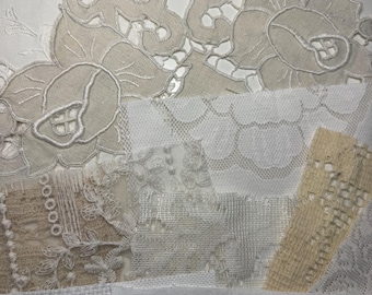 Fabric Bundle All Natural Laces #21 mixed media art journaling ephemera