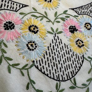 Vintage Scraps hand stitched flowers piece “Q”