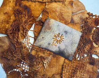 Rust Bundle #5 Rust vintage linen ephemera mixed media. Surprise bundle of 10 pieces