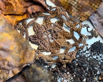 All Rusty Bundle #5 black vintage linen ephemera mixed media. Surprise bundle of 10 pieces