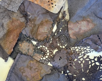 Rust Bundle #6 Rust vintage linen ephemera mixed media. Dark Grunge Surprise bundle of 10 pieces