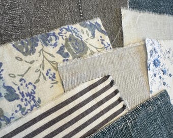 A Little Texture Bundle: 1G linen, vintage linens, straw weaving, textured pieces, laces, boho crochet, stiff and soft neutrals ephemera