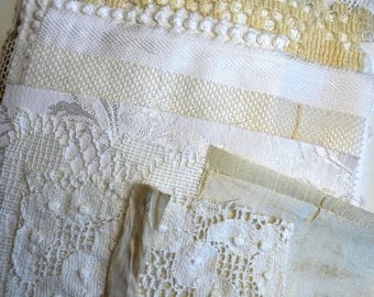All Natural Fabric Bundle Laces C4 Mixed Media Ephemera