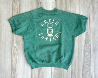 1950s sweatshirt | Green Lantern | single stitch | short sleeve sweatshirt | heather green