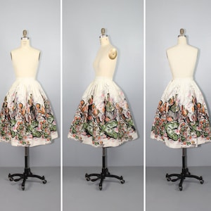 1950s / cotton skirt / novelty print / FRUIT AND WINE vintage skirt image 1