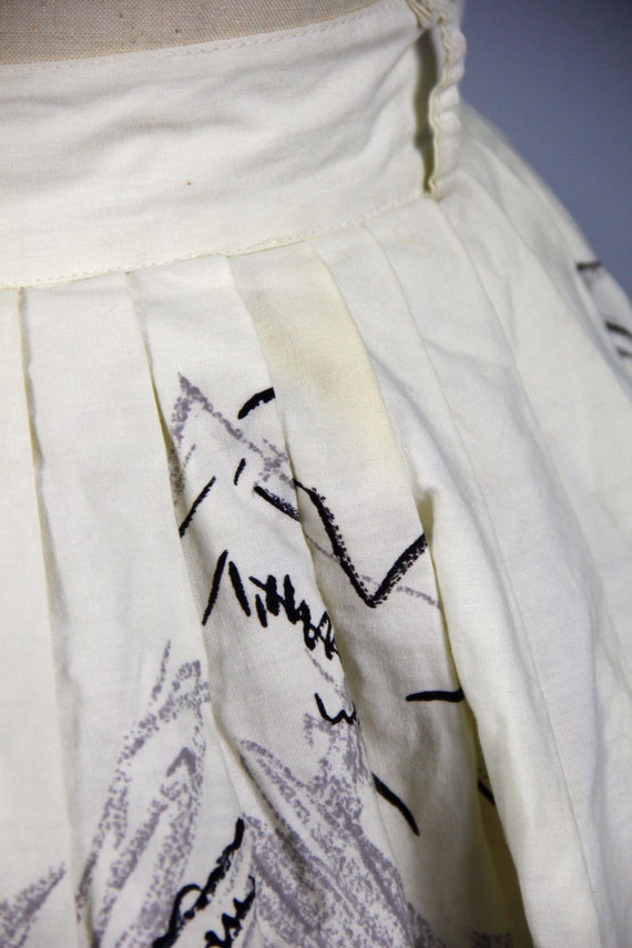1950s / cotton skirt / novelty print / FRUIT AND … - image 5