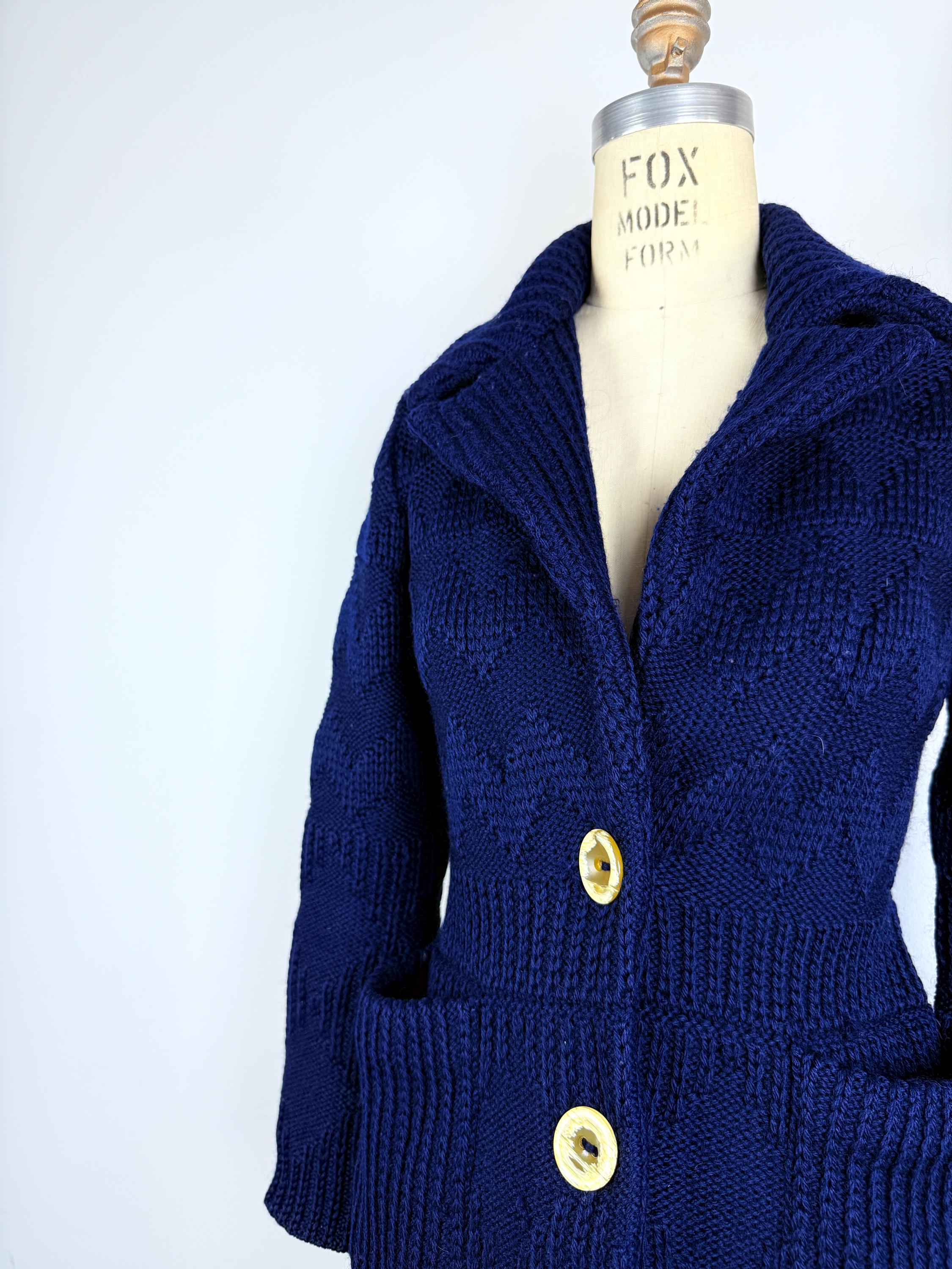 1960s Vintage Cardigan Sweater Chevron Wool Knit Zig-zag - Etsy