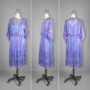 silk dress / 1970s dress / sheer / ELDERFLOWER vintage icinoo dress