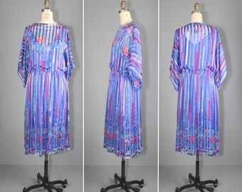 silk dress / 1970s dress / sheer / ELDERFLOWER vintage icinoo dress