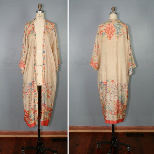 vintage 1920s kimono / silk robe / 20s dressing gown / ARBORETUM kimono