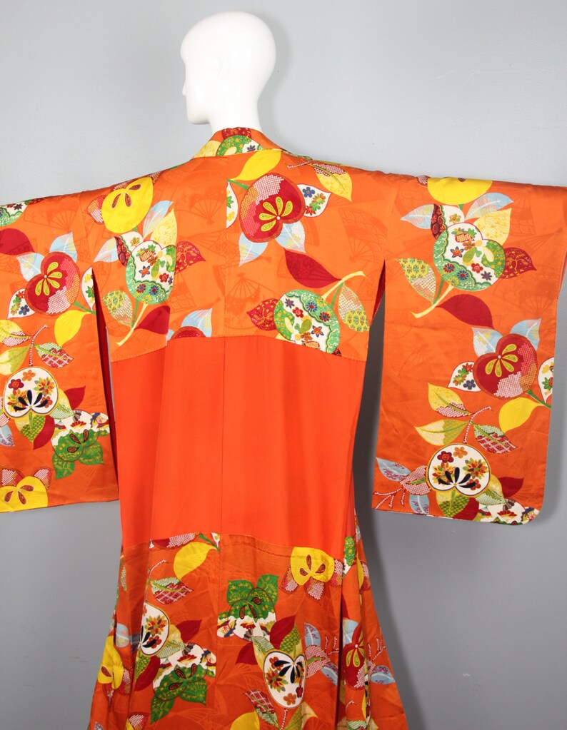Antique Kimono / Hikizuri / Silk Robe / ORANGE BLOSSOM Vintage - Etsy