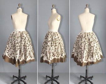 mexican skirt / novelty / GROWING HEARTS vintage 1950s skirt