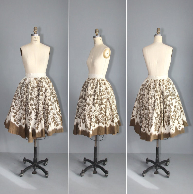 mexican skirt novelty GROWING HEARTS vintage 1950s skirt