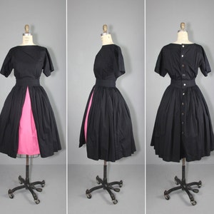 vintage dress / pop color / full skirt / CHLOE cotton dress image 1