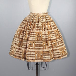 1950s skirt novelty print conversation print cotton vintage skirt folk skirt image 3