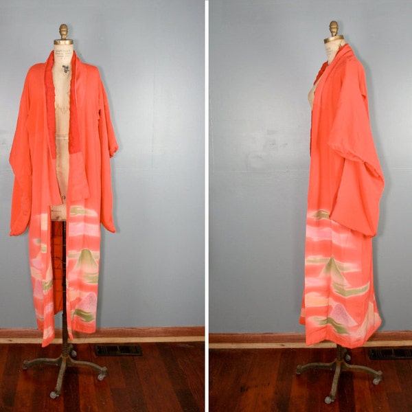 vintage . silk . kimono . PHOSPHORESCENT . fluoro . peach