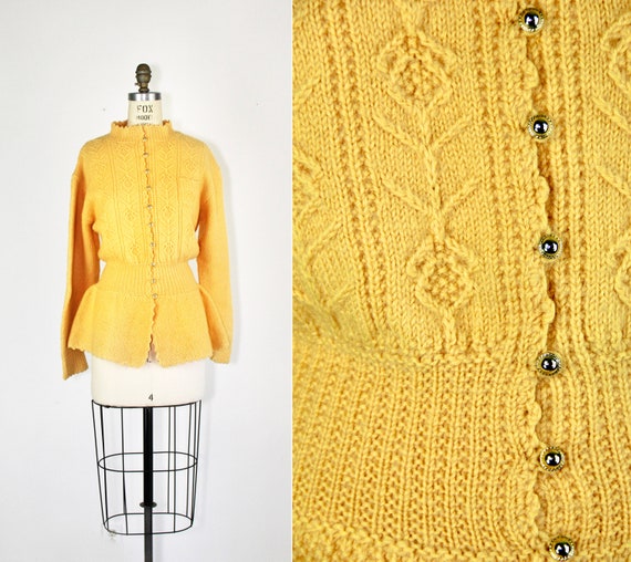 Vintage 1940s sweater | hand knit | puff sleeve |… - image 1