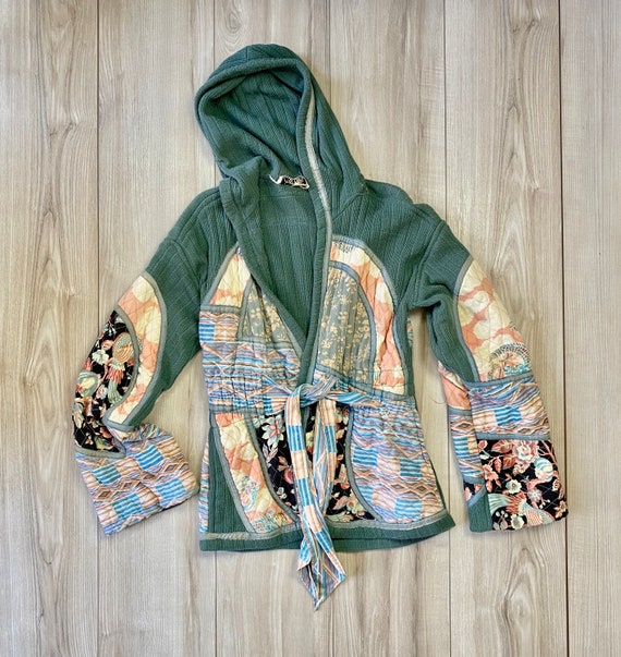 Patchwork Jacket | vintage quilted coat | hooded |
