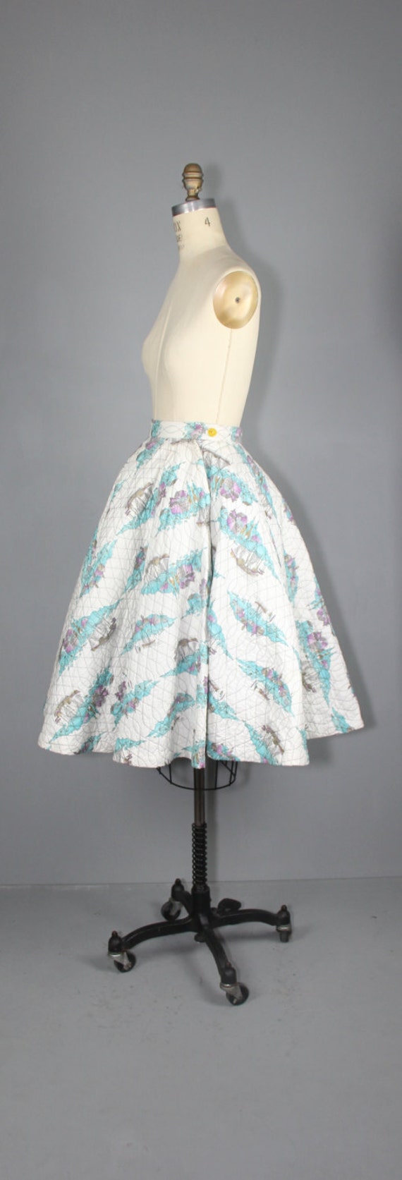 1950s skirt / circle skirt / novelty print / COAS… - image 4