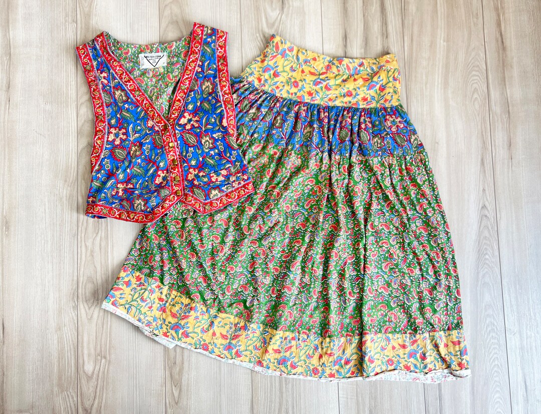 60's/70's Western Skirt Set with Retro Vest by Paddle & Saddle main image 1
