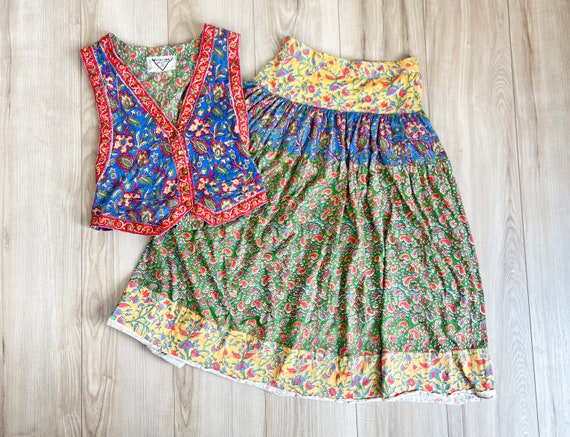 1970s skirt and vest set | bohemian | paisley | v… - image 7