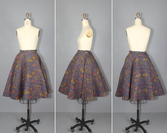 1950s skirt / circle skirt / quilted / SOCK HOP vintage swing skirt