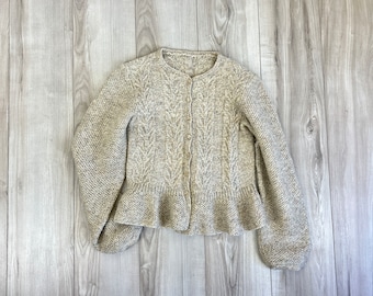 1940s vintage wool sweater | hand knit | mutton sleeve | vintage cardigan