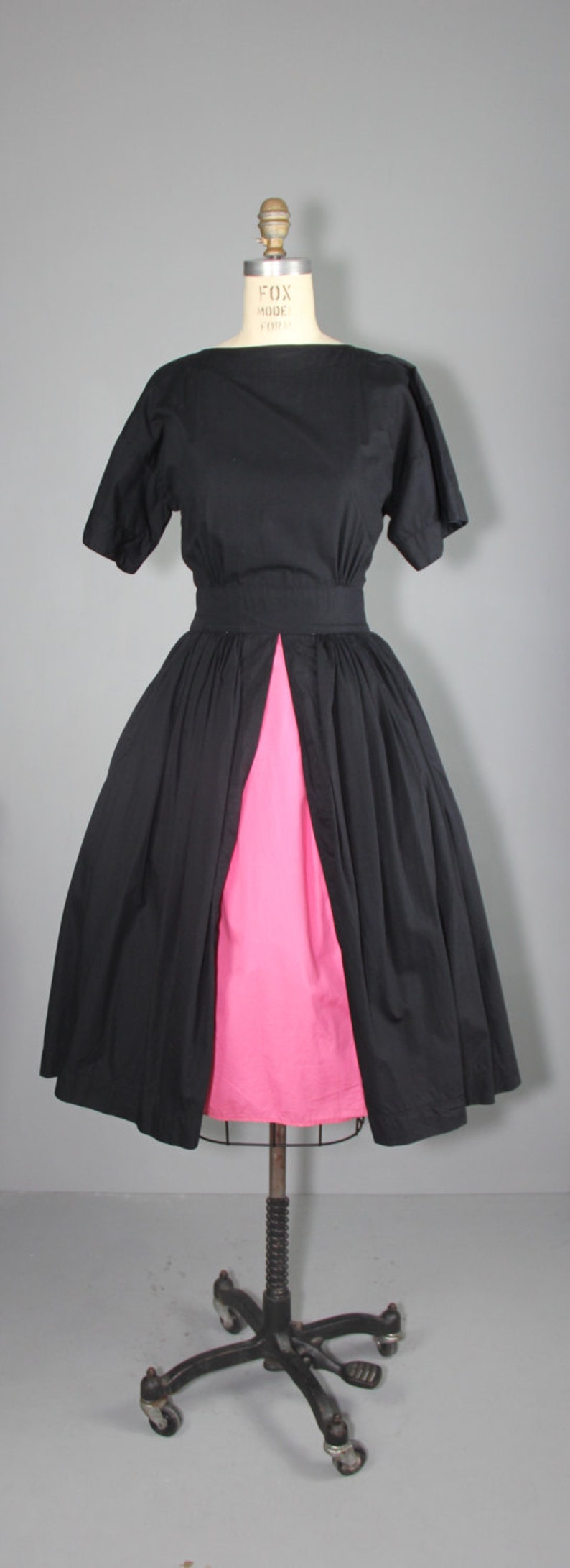 vintage dress / pop color / full skirt / CHLOE cotton dress image 4