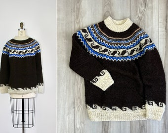 South American sweater | 1970s wool sweater | Ecuador hand knit | vintage pullover | bohemian sweater
