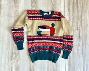 Vintage mallard sweater | 1980s | hand knit | pullover cottagecore sweater