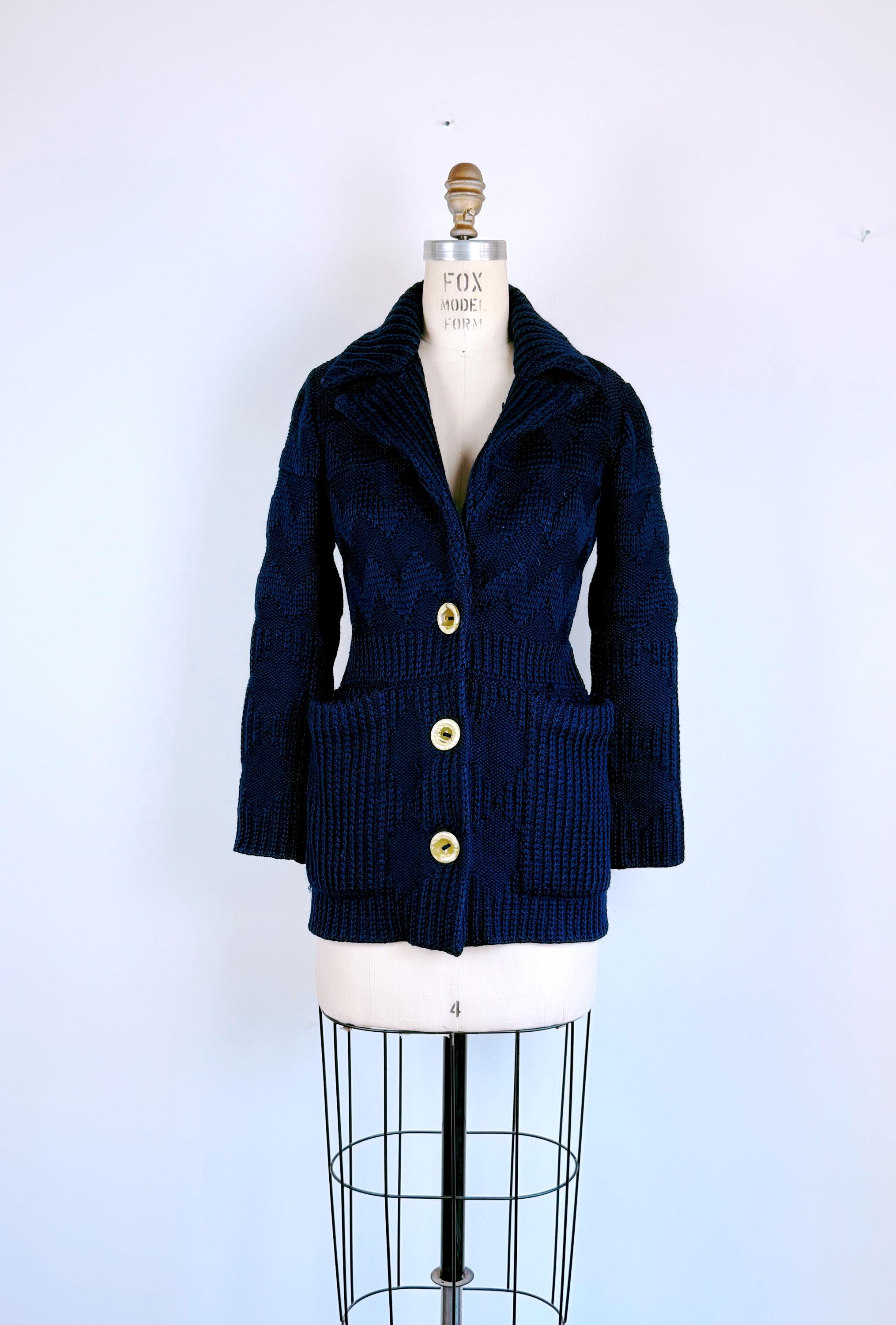 1960s Vintage Cardigan Sweater Chevron Wool Knit Zig-zag - Etsy