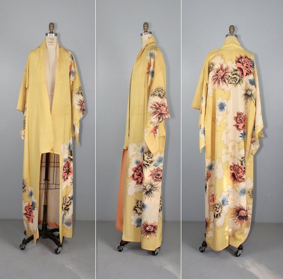 vintage kimono | 1930s | silk robe | floral | dres