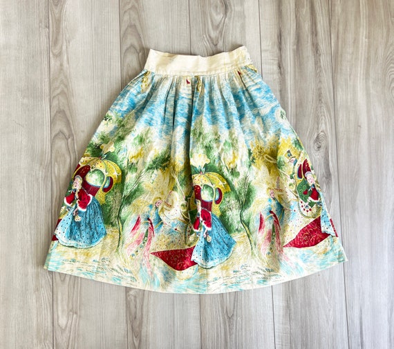 Cinderella | 1950s novelty print skirt | cotton |… - image 2