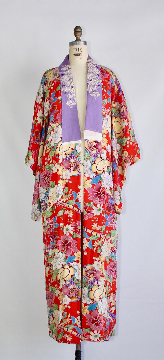 1930s embroidered kimono | silk robe | floral jub… - image 6