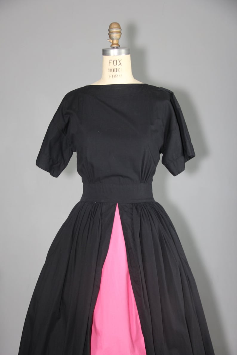 vintage dress / pop color / full skirt / CHLOE cotton dress image 2