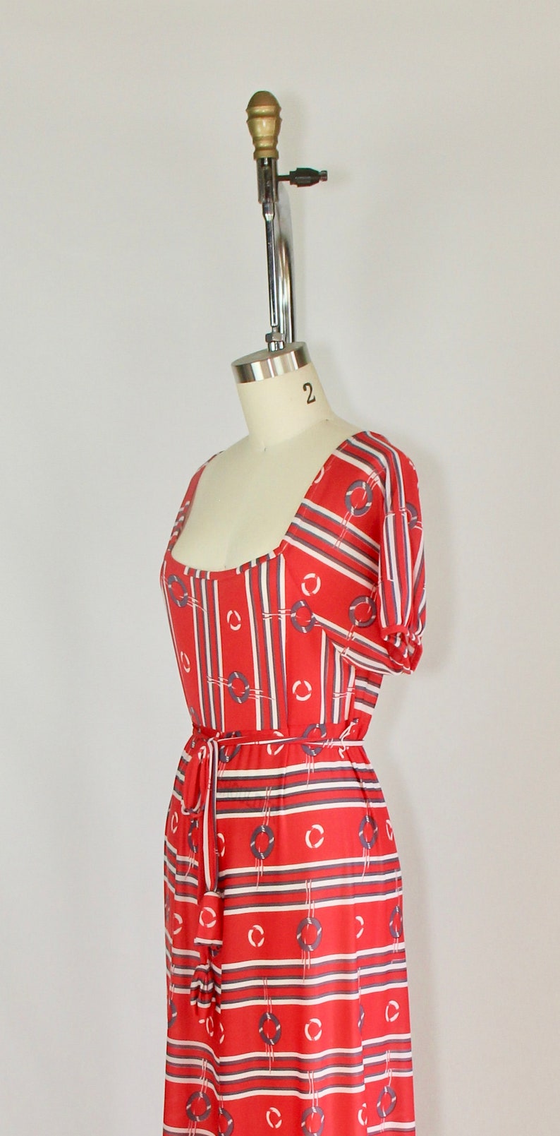 1970s Jumpsuit vintage romper Novelty Print Life Preserver 1940s Style One Piece image 4