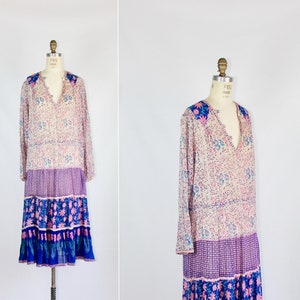 Adini | 1970s dress | india gauze | bohemian | vintage dress | hippie dress | cotton