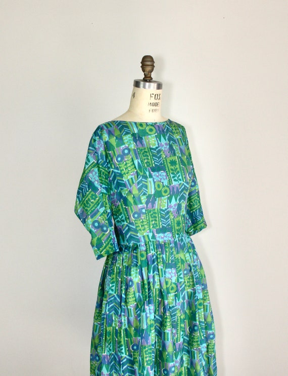 1960s dress | vintage | rayon dress | turquoise |… - image 2