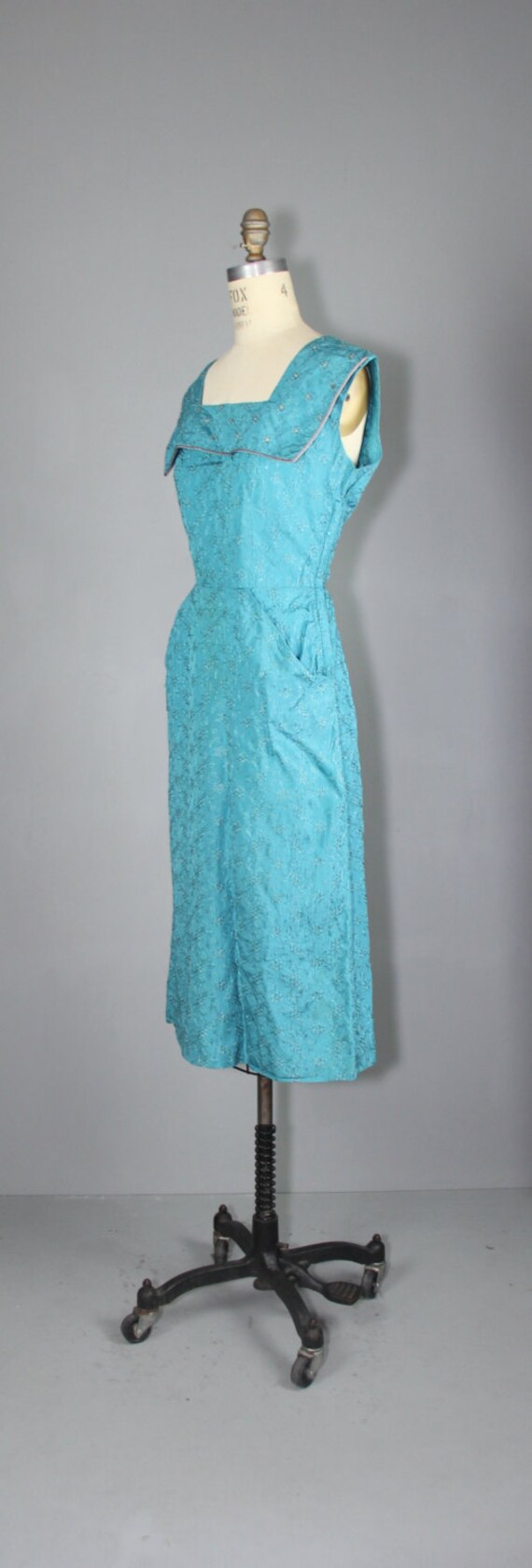 turquoise dress / rhinestone / 1960s / MEDITERRAN… - image 3