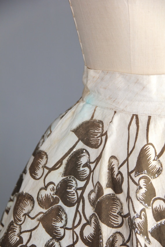 mexican skirt / novelty / GROWING HEARTS vintage … - image 4