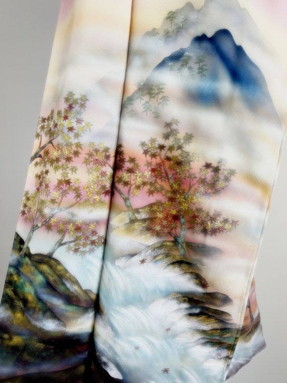 Mount Fuji | 1950s silk kimono | hand painted | s… - image 2