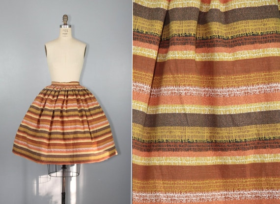 1950s cotton skirt | novelty print | circle skirt